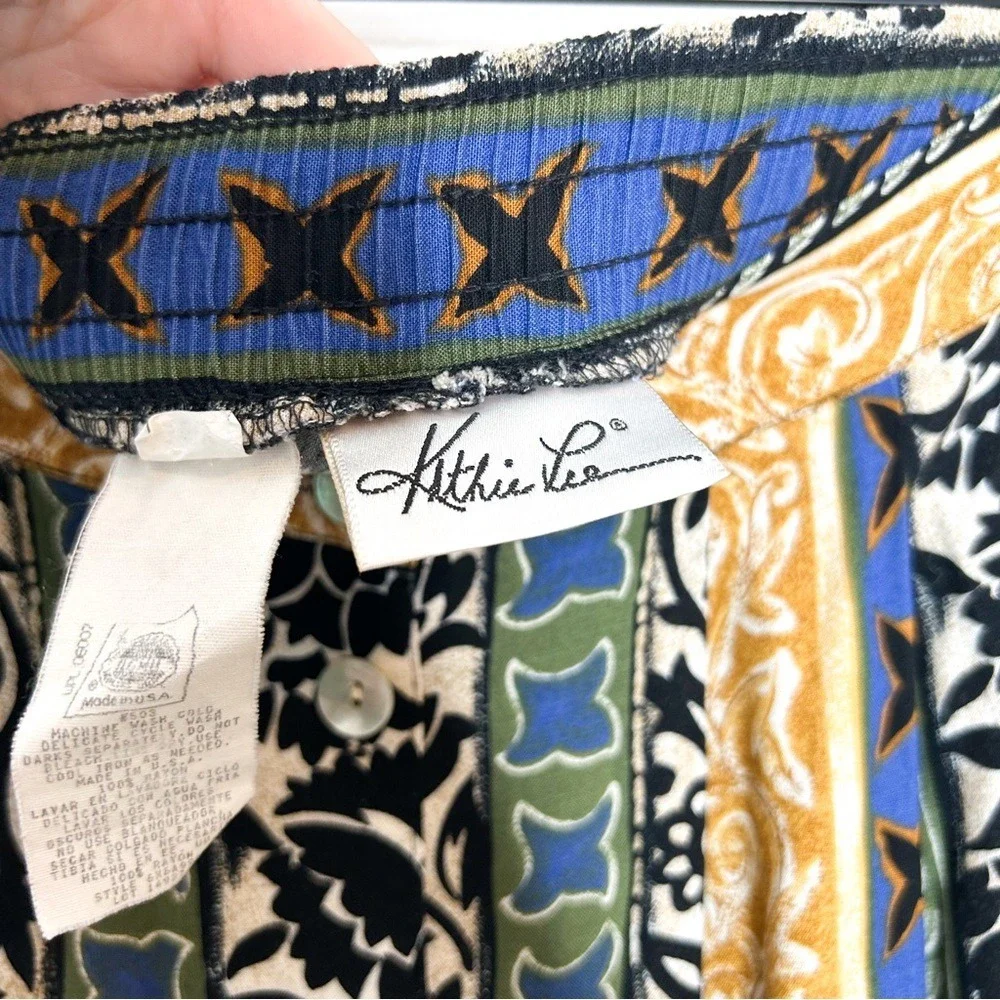 Vintage Kathie Lee 80's 90's Boho Tribal Print Midi Skirt Plus Size 16W‎